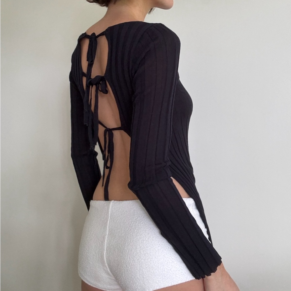 Free People Nova tie back sweater cardi tunic nwot